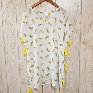 Xhilaration PIneapple Sheer Swimsuit Coverup M